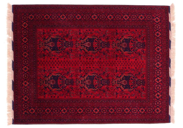 Afghan Khal Mohammadi Teppich Belgique 150x200 Handgeknüpft Rot Geometrisch