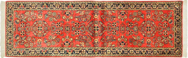 Sarough Rug 80x250 Hand Knotted Orange Floral Orient Orient Low Pile Living Room