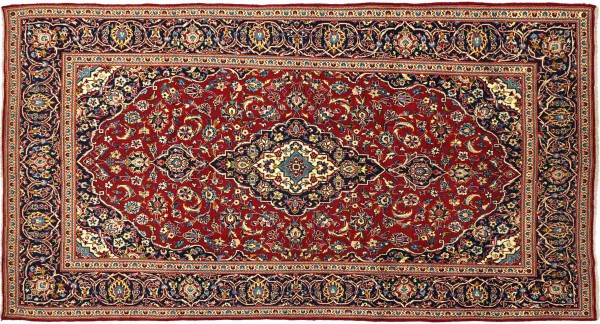 Persian Ardekan carpet 200x330 hand-knotted red mirror pattern Orient short pile